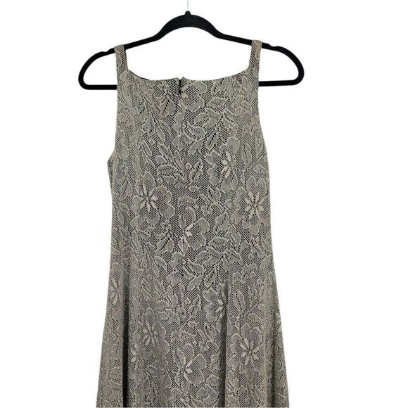 Vintage 80's Formal Eggplant Metallic Crochet Lace Overlay Sleeveless Gown Sz M - Picture 11 of 15